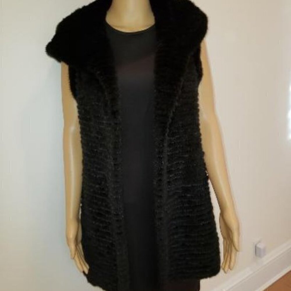 Real Mink Black Vest